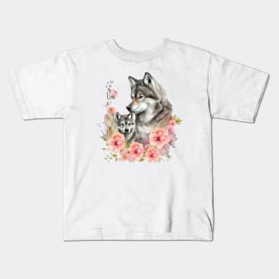 Wolf with baby Kids T-Shirt